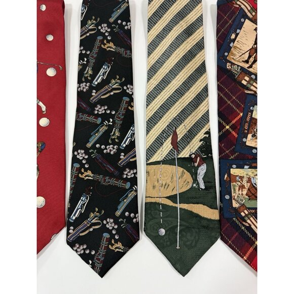 Vintage Silk Neckties Mens Golf Theme Variety Brands Patterns Prints Lot Of 5 - Picture 3 of 11
